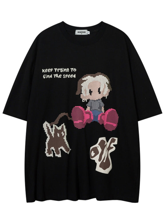 Playera Estampada con Personajes Animados Americanos