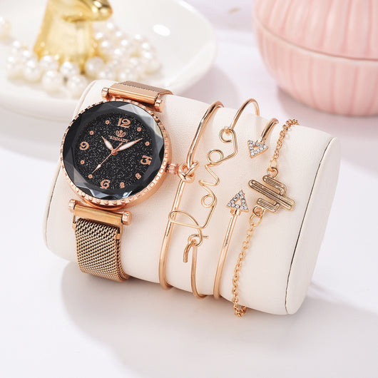 Reloj de Pulsera Mujer Cielo Estrellado con Cierre Magnético - Pulsera Fashion con Números Romanos