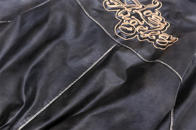Abrigo de Cuero Acolchado con Bordado Floral para Hombre - Image 14