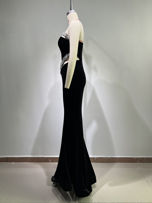 Vestido Asimétrico con Hombro Único y Detalles de Diamantes - Image 9