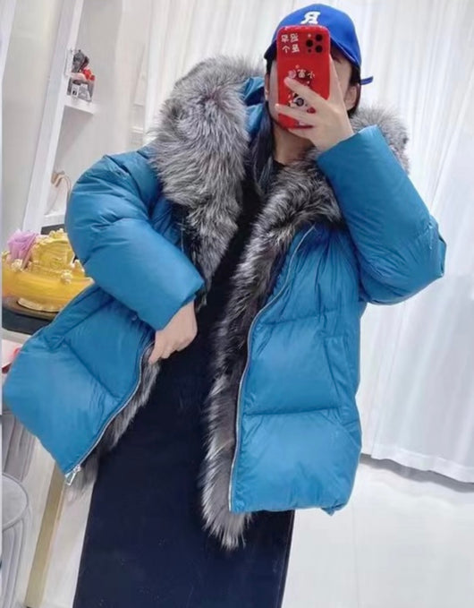 Chaqueta de Plumón con Cuello de Piel de Zorro para Mujer - Image 19