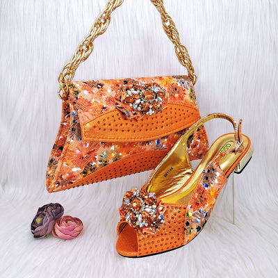 Conjunto de Zapatos y Bolso a Juego con Flores de Cristal Multicolor - Image 3