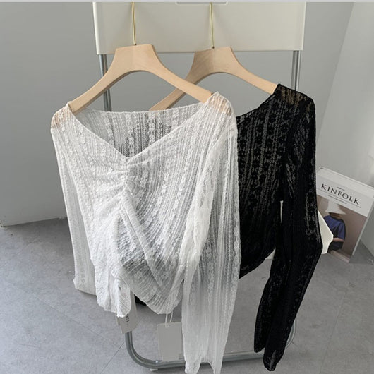 Blusa de Encaje Protección Solar - Manga Larga Fresca para Verano - Image 6