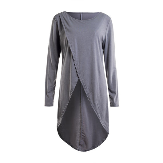 Blusa Larga Asimétrica de Corte Irregular Talla Grande - Image 11