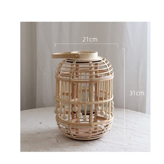 Jarrón de Piso Tejido en Bambú con Diseño Linterna - Image 4