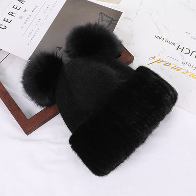 Pompón de Piel de Conejo y Zorro - Accesorio de Lujo Tejido - Image 10