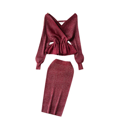Conjunto Falda Suéter Escotado con Volantes - Image 9