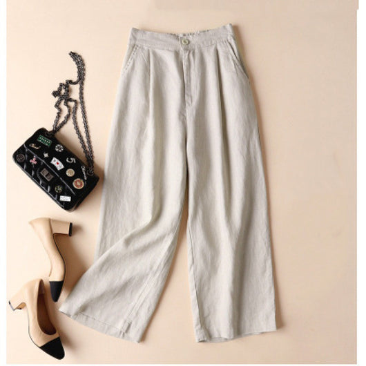 Pantalones Anchos de Algodón y Lino para Mujer - Casual y Elegante - Image 2