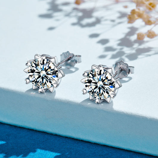 Aretes de Plata S925 Diseño Minimalista Copo de Nieve