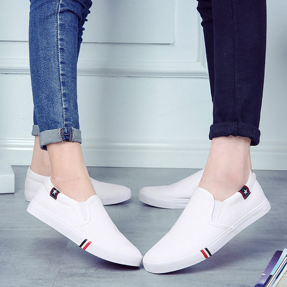 Zapatos de Lona Casual para Hombre - Estilo Coreano Vulcanizados Blancos