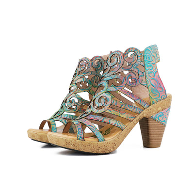 Sandalias Étnicas de Tacón Grueso Estilo Europeo y Americano - Image 3