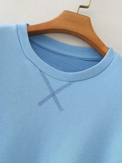 Suéter Suelto Cuello Redondo con Bordado en X para Primavera y Otoño - Image 3