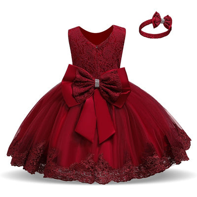 Vestido de Princesa para Primer Año con Moño y Encaje - Image 6