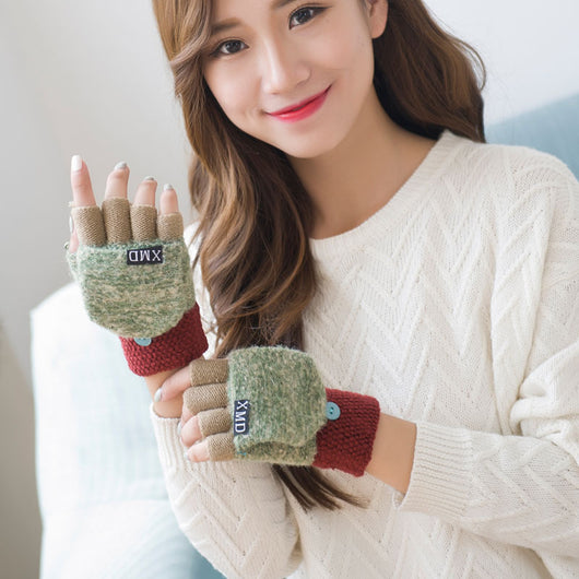 Guantes Mitones Térmicos Doble Uso - Lana Cálida Estilo Coreano para Otoño Invierno - Image 3