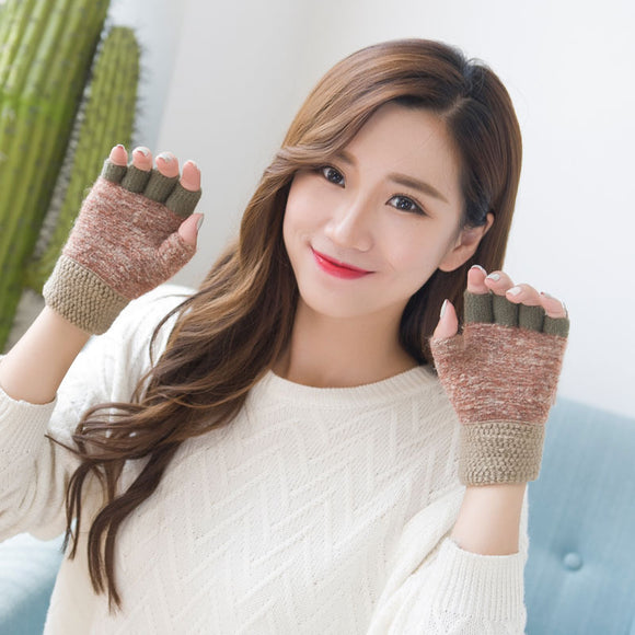 Thermal Mitten Gloves Double Use - Warm Korean Style Wool for Autumn Winter