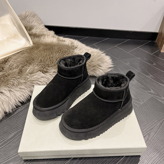Botas Cortas de Cuero Genuino para Nieve