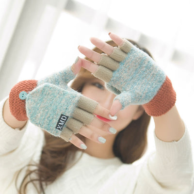 Guantes Mitones Térmicos Doble Uso - Lana Cálida Estilo Coreano para Otoño Invierno - Image 5