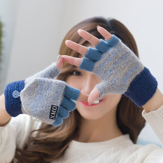 Guantes Mitones Térmicos Doble Uso - Lana Cálida Estilo Coreano para Otoño Invierno - Image 6