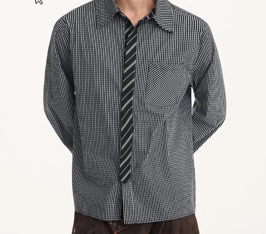 Camisa Manga Larga Falso Dos Piezas para Hombre Otoño Premium - Image 12