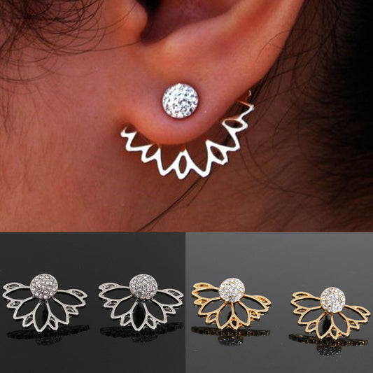 Aretes de Loto con Diamantes Incrustados