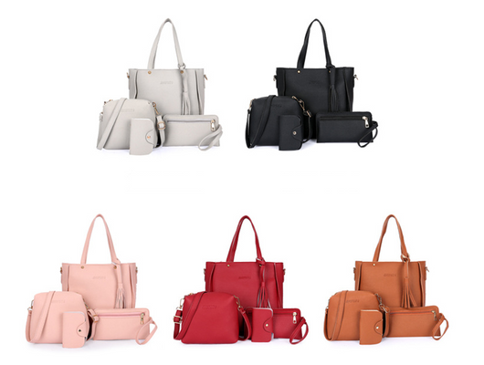 Set de 4 Bolsas Coreanas con Borlas - Bolso, Monedero y Organizador