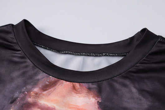 Vestido Camiseta Estampado Cuello Redondo Manga Corta para Mujer - Image 18