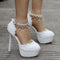 Sandalias Plataforma Talla Grande con Tacón y Detalles de Cuentas
