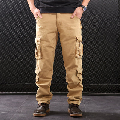 Pantalón Cargo Clásico de Pierna Recta con Múltiples Bolsillos
