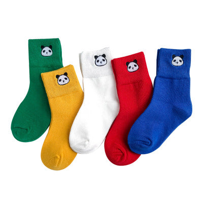 Calcetines de bebé de algodón con animales bordados y rayas coloridas - Image 17