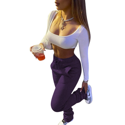 Pantalones Casuales Gruesos con Efecto Apilado para Mujer - Image 8