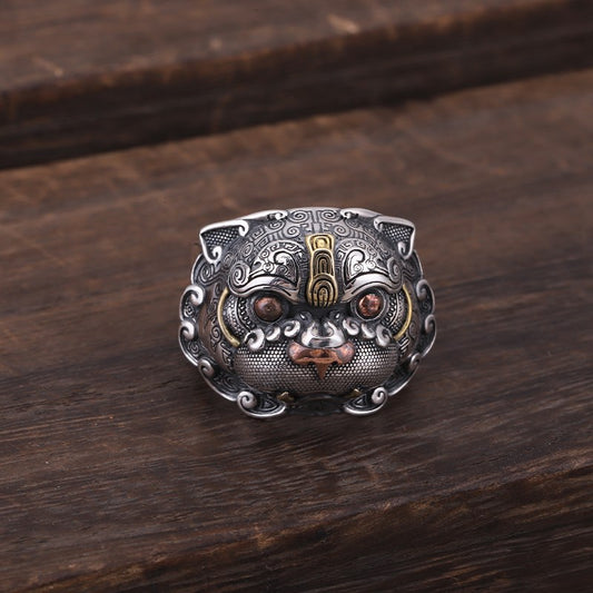 Anillo de Plata 925 con Animal Mitológico Salvaje