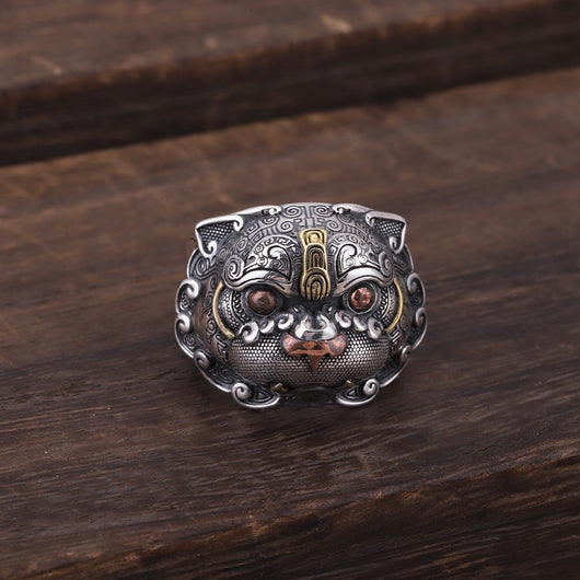 Anillo de Plata 925 con Animal Mitológico Salvaje