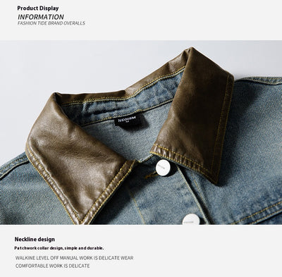 Chaqueta Denim Retro con Bolsillos Múltiples y Solapas en Contraste para Mujer - Image 11