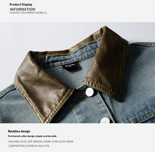 Chaqueta Denim Retro con Bolsillos Múltiples y Solapas en Contraste para Mujer - Image 11