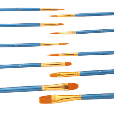 Set de 10 Brochas Perladas Azul Nylon para Óleo y Gouache - Image 7