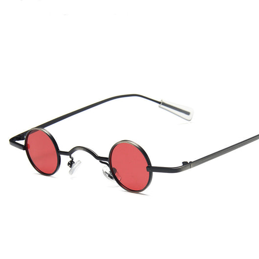 Small frame retro round sunglasses with black metal frames and brown polarized lenses, angled on a white background. - Image 8