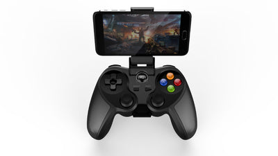 Black ipega wireless gamepad with dual analog sticks, D-pad, and colored A, B, X, Y action buttons. - Image 3