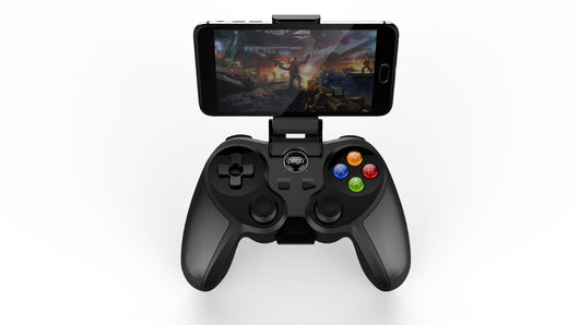 Black ipega wireless gamepad with dual analog sticks, D-pad, and colored A, B, X, Y action buttons. - Image 3