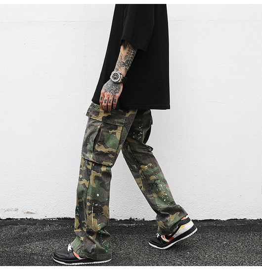 Pantalones Cargo Vintage con Estampado Salpicado - Image 2