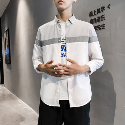 Camisa de Algodón con Bloques de Color para Hombre