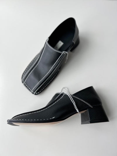Zapato Retro Cuadrado Mujer Cuero Genuino Tacón Medio Grueso - Image 19