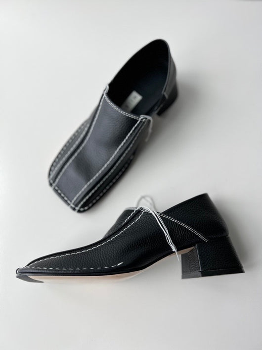 Zapato Retro Cuadrado Mujer Cuero Genuino Tacón Medio Grueso - Image 19