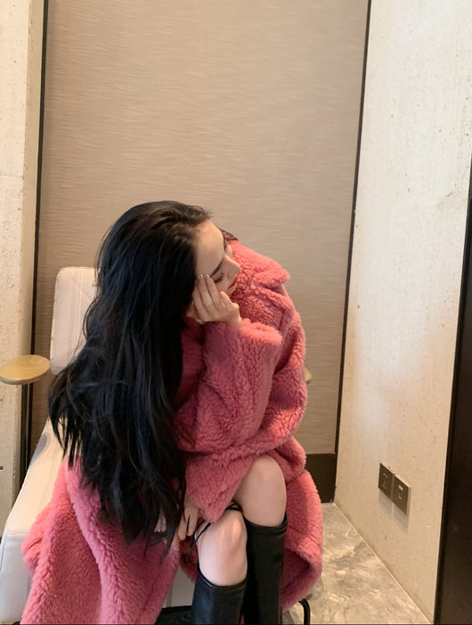 Abrigo de Lana para Mujer con Cuello de Peluche Sintético Largo - Image 11