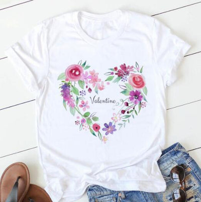 Playera Estampado Flores Love Manga Corta - Image 12