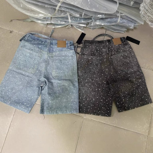 Shorts de Mezclilla con Cinturón Brillante Estilo Ins