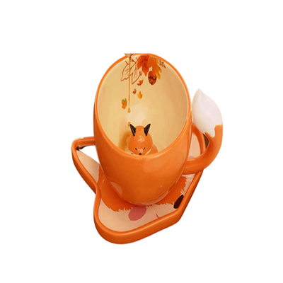 Juego de Taza y Plato con Diseño de Zorro Bosque Otoñal - Image 8