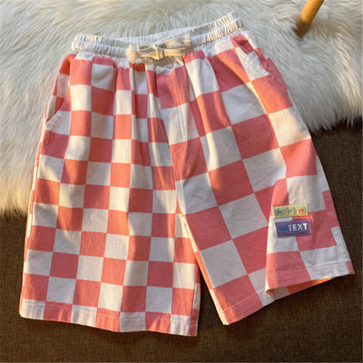 Pantalones Cortos Cuadros Contrastantes Estilo Deportivo Ancho Recto - Image 5