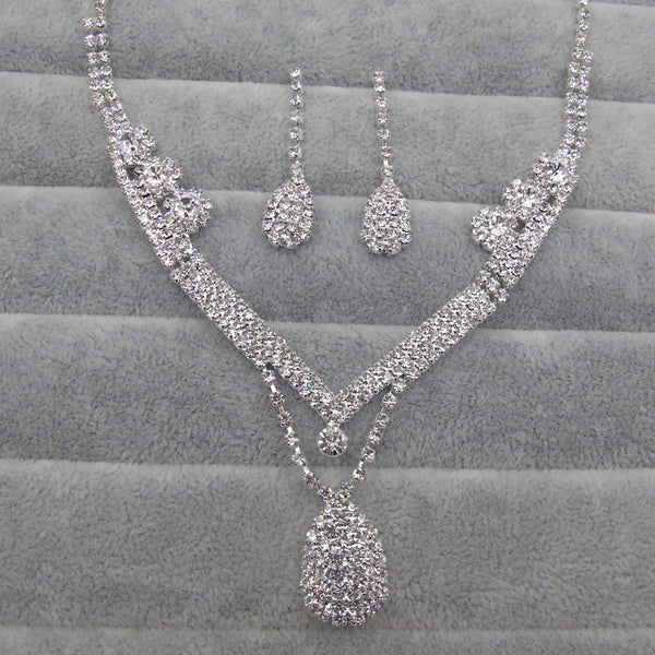 Conjunto de Joyería Nupcial Gota de Agua con Collar y Aretes Chapados en Oro