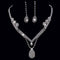 Conjunto de Joyería Nupcial Gota de Agua con Collar y Aretes Chapados en Oro