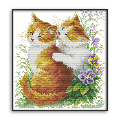 Punto de Cruz Pareja de Gatos Enamorados